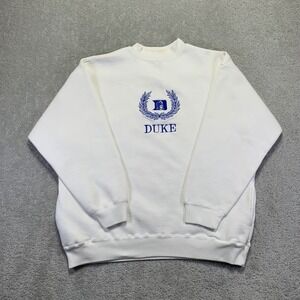 Vintage Duke Blue Devils Sweatshirt XL White Mock Neck Pockets NCAA College 90s